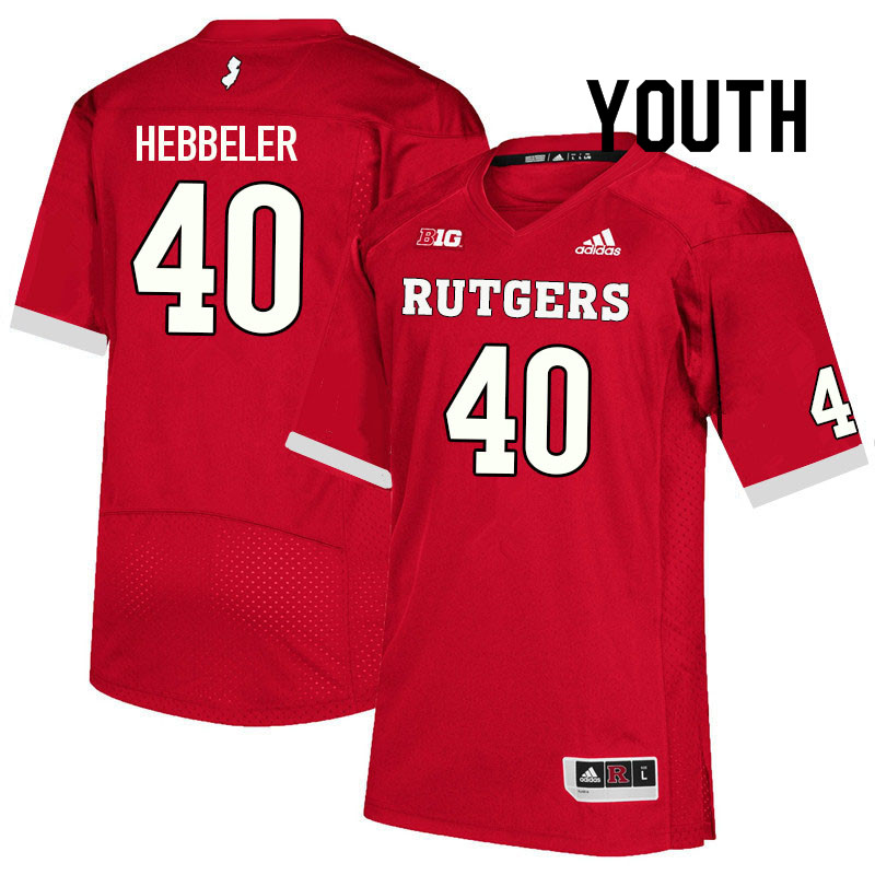 Youth #40 Connor Hebbeler Rutgers Scarlet Knights College Football Jerseys Sale-Scarlet - Click Image to Close
